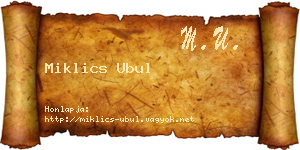 Miklics Ubul névjegykártya